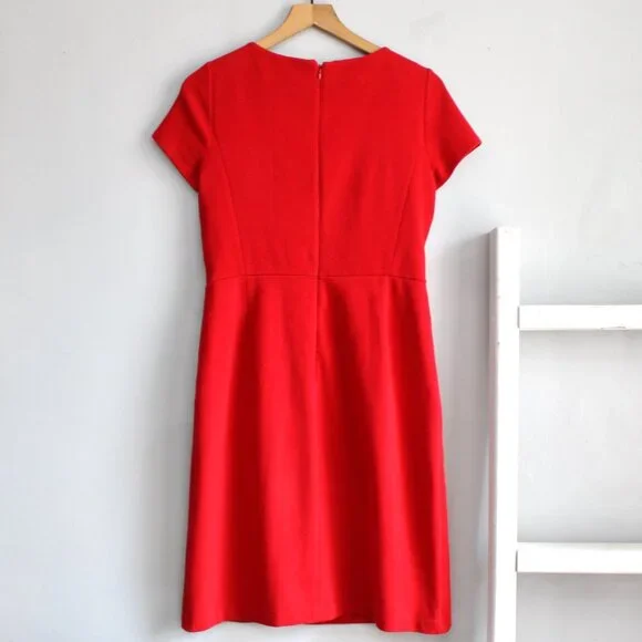 Talbots Red Jewel Embellished Collar Ottoman Ponte Sheath Dress Size 4 / Small - Picture 2 of 7